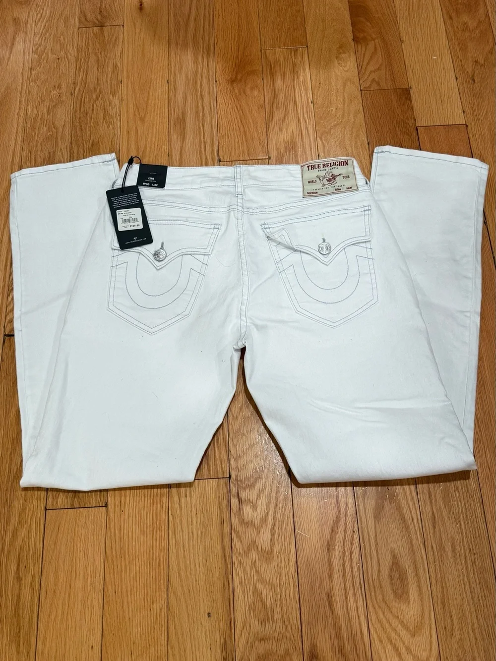 True Religion mans Straight Leg White Denim Jeans